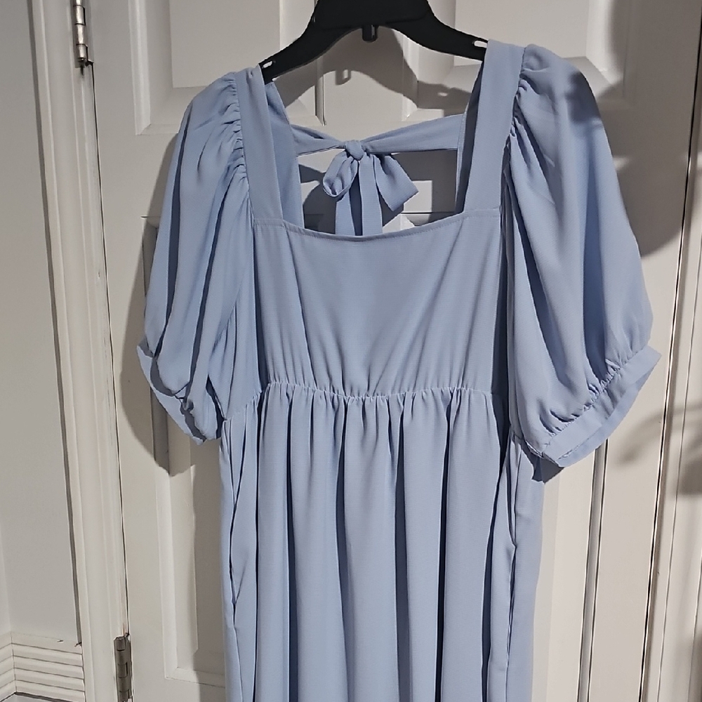 Boutique Chic Blue Puff Sleeve Dress by Listicle